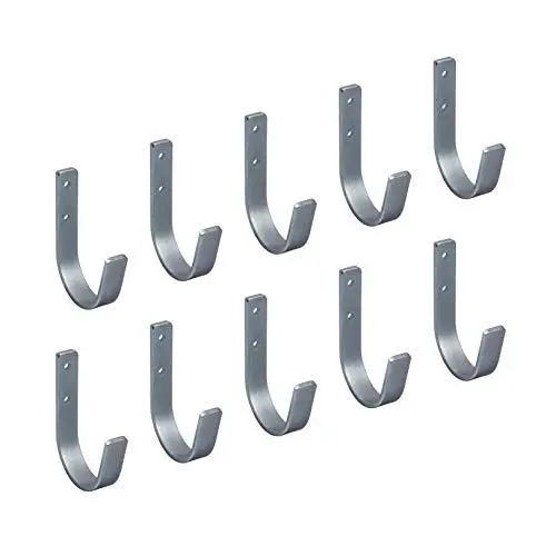 Produktbild: Gedotec Wandhaken Metall Gerätehalter zum Schrauben für Garage & Leiter | Metallhaken 70 x 110 mm | stabiler Universalhaken zum Schrauben | 10 Stück - Schwerlast-Haken für Geräte-Halterungen - U Haken