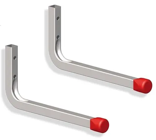 Produktbild: Gedotec Wandhalterung Wandhaken zum Schrauben Stahl verzinkt | LINE | 2 Stk Gerätehaken Länge: 350 x 165 mm inkl. Befestigungsmaterial | Allzweckhaken aus Metall | Wandhalterung Garage | Gerätehaken
