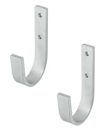 Produktbild: Gedotec Wandhalterung - Universal-Haken Stahl verzinkt | 2 Stück Leiterhaken gebogen 55 x 110 mm | Gerätehaken inkl. Befestigungsmaterial | Allzweckhaken aus Metall | Wandhaken zum Schrauben