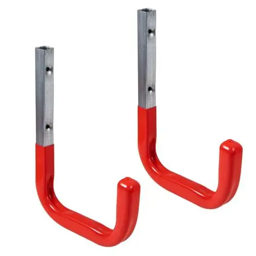Produktbild: Gedotec Wandhalterung - Wandhaken zum Schrauben Stahl verzinkt gummiert | MONO | 2 Stück Gerätehaken Länge: 115 mm inkl. Befestigungsmaterial | Allzweckhaken aus Metall | Wandhalterung Garage