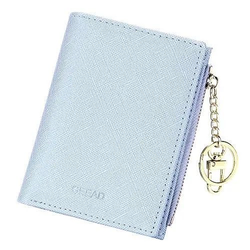Produktbild: GEEAD Klein Portemonnaie für Frauen, Mini Slim Geldbörse PU Leder Schöne Damengeldbörse Wallet mit 9 Kartenfächern für Damen(Crosshatch Leder Blau)