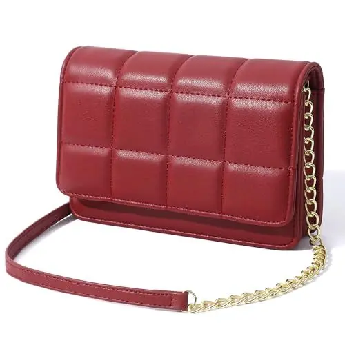 Produktbild: GEEADNB Kleine Crossbody-Tasche für Frauen Handy Brieftasche Geldbörse Clutch Handtaschen mit Kreditkartenschlitzen (Rot)