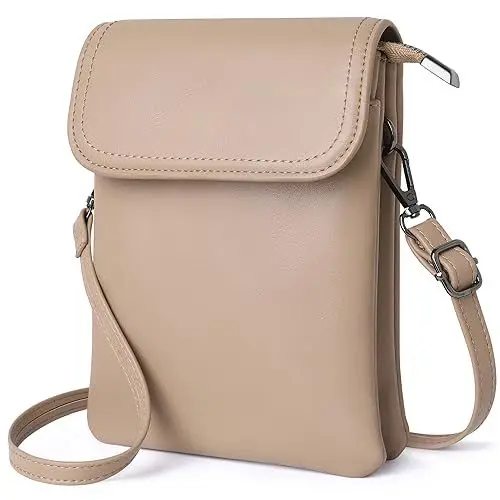 Produktbild: GEEADNB Kleine Crossbody-Taschen für Frauen PU-Leder Handy Portemonnaie mit Schulterriemen (Apricot)