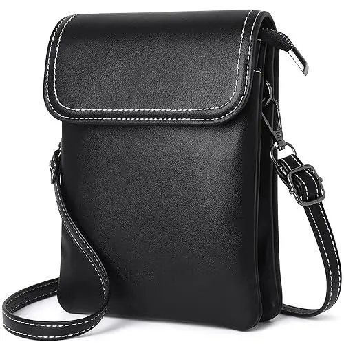 Produktbild: GEEADNB Kleine Crossbody-Taschen für Frauen PU-Leder Handy Portemonnaie mit Schulterriemen (Schwarz)