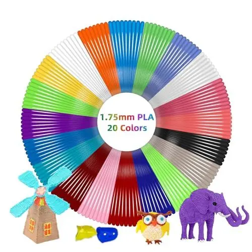 Produktbild: GEEETECH 3D Stift Filament PLA, 3D Pen Filament, 20 Farben PLA Filament 3D Stift 1,75mm je 5 m Insgesamt 100M, 3D Stift Farben, Filament 3D Stift für MYNT3D, ODRVM, Tecboss, Lovebay