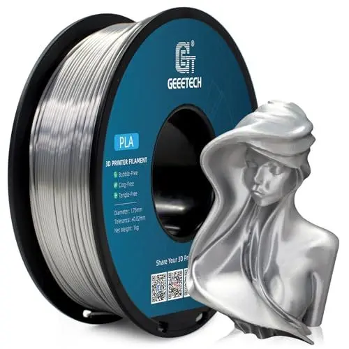 Produktbild: GEEETECH PLA filament 1,75mm Silk Silber für 3d Drucker 1KG Spool