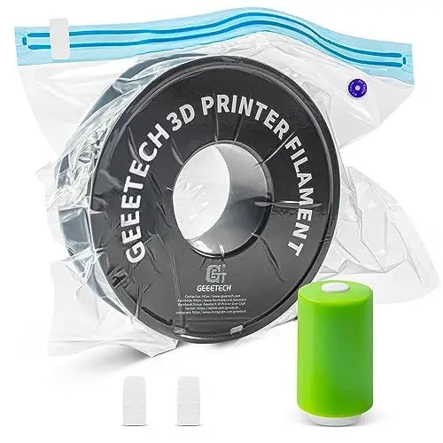Produktbild: GEEETECH Vakuumbeutel Feuchtigkeitsdicht 10 Beutel + 1 elektrische Vakuumpumpe (ohne Batterien) für 3D-Filamente, Material PA + PE, Größe 32,5 * 37,5cm