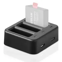 Produktbild: Akku-Ladegeräte für Action Cam, 3-Kanal-Ladegerät Kompatibel für AKASO EK7000/Brave4/V50x/Brave6, Rollei 372, Campark, Crosstour, APEMAN, EKEN, COOAU, Apexcam, SJ4000, PG1050, PG900, S009R, S009