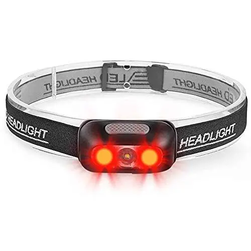 Produktbild: Geekhigh 500 Lumen Wiederaufladbare Stirnlampe, 5 Modi mit Rotlicht Kopflampe, IP54 Wasserdicht Verstellbarer Riemen Kopflampe für Erwachsene Laufen, Camping, Radfahren