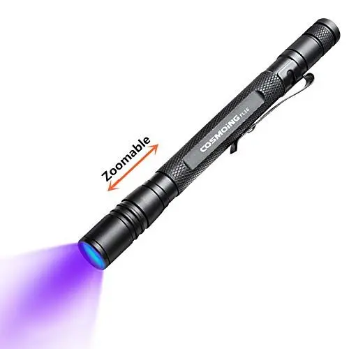 Produktbild: Geekhigh UV Taschenlampe, LED 395nm Ultraviolett-Taschenlampe, Zoomable Pen Schwarzlicht Taschenlampe IP54 wasserdicht Detektor für Haustier-Urin, Katze Hund Flecken, Bettwanze, Skorpion, Toilette