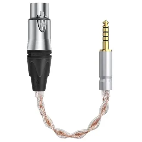Produktbild: GEEKRIA Kopfhöreradapter 4,4 mm Stecker auf 4-polige XLR-Buchse,symmetrisch,versilbertes Kupfer,Upgrade-Konvertierungs-Audioadapterkabel,kompatibel mit Playern,Verstärkern,Mikrofonen (20cm/1 Packung)