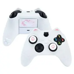 Produktbild: GeekShare Cat Paw Controller Skin für Xbox Series X Controller, rutschfeste Silikonhülle, kompatibel mit Xbox S/X Controller mit 2 Cat Paw Daumengriffkappen, Weiß