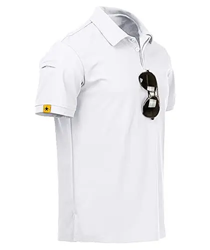 Produktbild: geeksport Poloshirt Herren Kurzarm Freizeit Sport Polo Golf Tshirts Männer Polohemd (Weiß XXL)