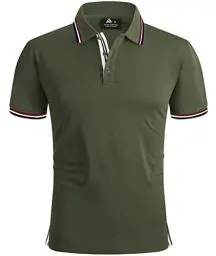 Produktbild: geeksport Poloshirts Herren Kurzarm Tennis Slim Fit Golf Polo Shirt Männer Sport Schnelltrocknend Atmungsaktiv Polohemd Sommer Outdoor Golf T-Shirt(Armee Grün-L)