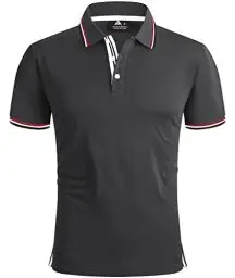 Produktbild: geeksport Poloshirts Herren Kurzarm Tennis Slim Fit Golf Polo Shirt Männer Sport Schnelltrocknend Atmungsaktiv Polohemd Sommer Outdoor Golf T-Shirt(Grau-M)