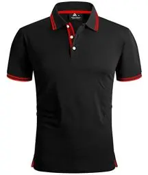 Produktbild: geeksport Poloshirts Herren Kurzarm Tennis Slim Fit Golf Polo Shirt Männer Sport Schnelltrocknend Atmungsaktiv Polohemd Sommer Outdoor Golf T-Shirt(Schwarz-L)