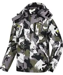 Produktbild: geeksport Winterjacke Herren Warm Parka Winter Wasserabweisend Gefüttert Berg-Skijacke Abnehmbarer Kapuze Snowboardjacke Winddicht Outdoorjacke Camo Seladonglasur L