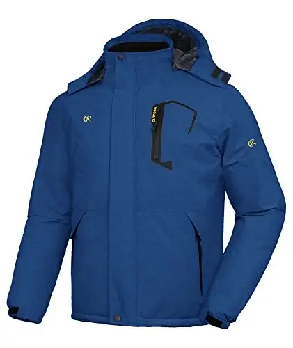 Produktbild: geeksport Winterjacke Herren Warm Parka Winter Wasserabweisend Gefüttert Berg-Skijacke Abnehmbarer Kapuze Snowboardjacke Winddicht Outdoorjacke Königsblau XL