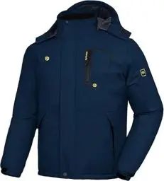 Produktbild: geeksport Winterjacke Herren Warm Parka Winter Wasserabweisend Gefüttert Berg-Skijacke Abnehmbarer Kapuze Snowboardjacke Winddicht Outdoorjacke Navy Blau L