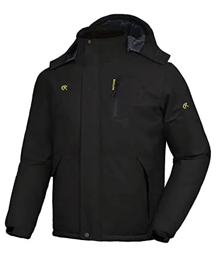 Produktbild: geeksport Winterjacke Herren Warm Parka Winter Wasserabweisend Gefüttert Berg-Skijacke Abnehmbarer Kapuze Snowboardjacke Winddicht Outdoorjacke Schwarz XL