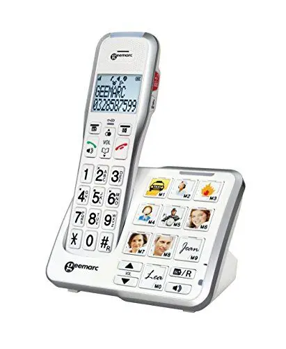 Produktbild: Geemarc Amplidect 595 Photo - Verstärktes Festnetztelefon mit Notruffunktion, starkem Klingelton und anpassbaren Fototasten für Senioren mit mittlerem bis starkem Hörverlust - Version DE