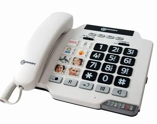 Produktbild: Geemarc Photophone 100 - Verstärktes schnurgebundenes Telefon mit anpassbaren Fototasten, Ton- und Klangsteuerung für Senioren - Geringer bis mittlerer Hörverlust