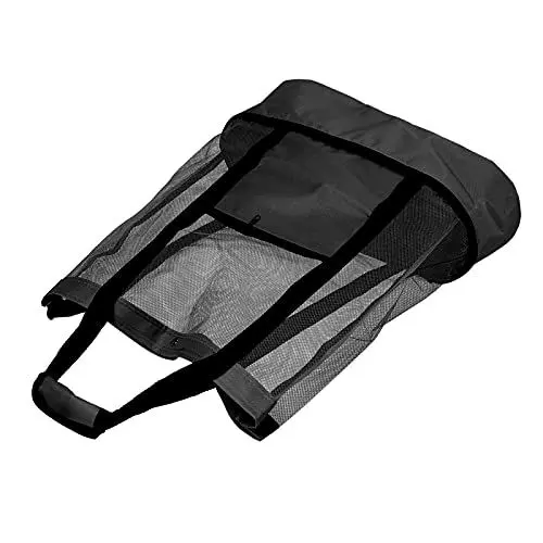 Produktbild: GEERYZHE Strandtasche, Strandtasche, Netz-Strandtasche mit Verstärktem Griff, Isolierte, Faltbare Strandtasche, Großes Fassungsvermögen für Camping, Garten, Picknick, Reisen, Urlaub (BLACK)