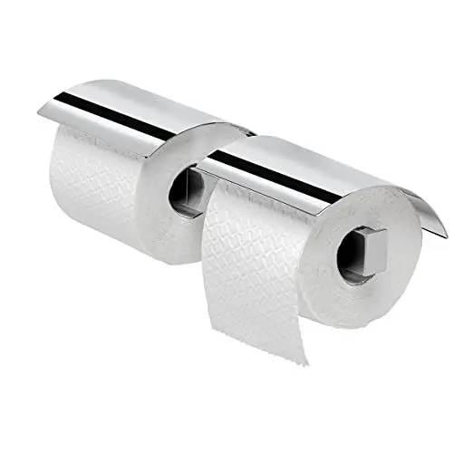 Produktbild: Geesa Wynk Toilettenpapierhalter doppelt, bietet Platz für 2 Rollen Toilettenpapier, mit Deckel, Farbe: Chrom, 294 x 50 x 133 mm