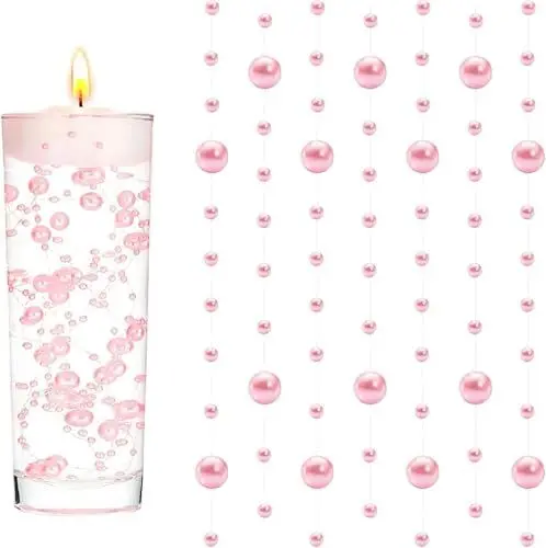 Produktbild: GEFIRE 18 Deko, Schwimmende Kerzen, Perlenschnur, Goldene Hochzeit Deko, Haarschmuck Hochzeit, Schwimmkerze, Kerze Silber, Geeignet Für Vasenfüller, Hochzeiten, Tischdekorationen (Rosa)