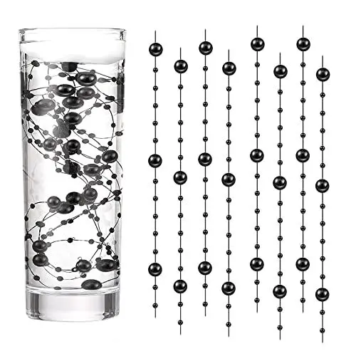 Produktbild: GEFIRE 18 Perlenschnur für Schwimmende Kerzen Schwarz Schwimmende Kerzen Perlenschnur Goldene Hochzeit Deko Haarschmuck Hochzeit, Schwimmkerze Geeignet für Vasenfüller, Hochzeiten, Tischdekorationen