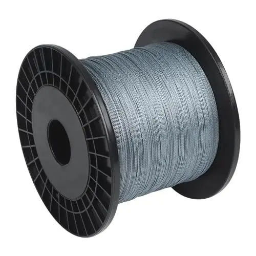 Produktbild: Geflochtene Angelschnur 4-Fach PE Geflochten Angelschnur 100m/300m/500m/Grey-1000M Superstarke Geflochten Angeln Schnüre für Süßwasser Salzwasser(Grey-300M-0.8#