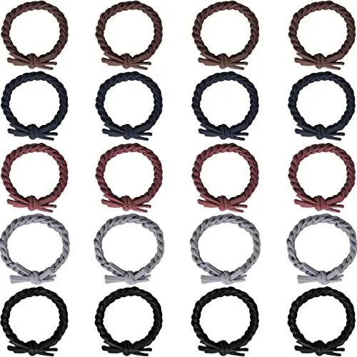 Produktbild: Geflochtene Haargummi 20 Stück Baumwolle Stylische Haargummis Klein Elastische Pferdeschwanz Halter für Damen Mädchen