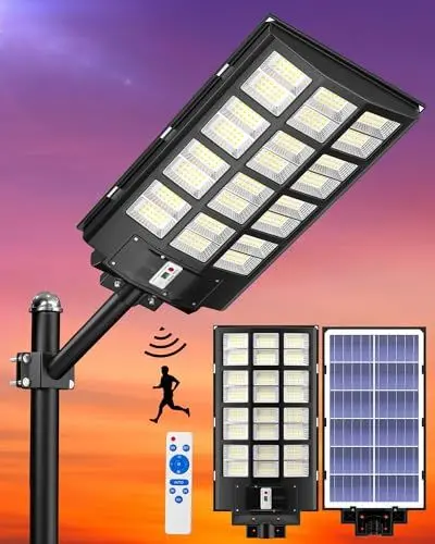 Produktbild: Gefolly 1600W Solar Straßenlaterne für Außen -256000LM Solarlampen mit Bewegungssensor, 6500K Dämmerung bis zum Morgengrauen IP67 Wasserdicht Solar Wegeleuchte im Freien für Gärten Straßen Garage