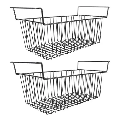 Produktbild: Gefriertruhe, Tiefkühlkorb, 2 Stück, Robustes Metall, Langlebig, Vielseitig, Leicht zu Reinigen, für Kühlschränke (L56,5 cm x B25,2 cm x H24 cm (7 cm Griff))