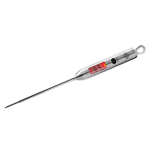 Produktbild: GEFU Digital-Thermometer BBQ – Edelstahl-Thermometer mit Celsius/Fahrenheit-Anzeige, Temperaturbereich -40°C bis 200°C, inkl. Batterien & Aufhängeöse – ideal für Fleisch, Fisch, Grill & Ofen