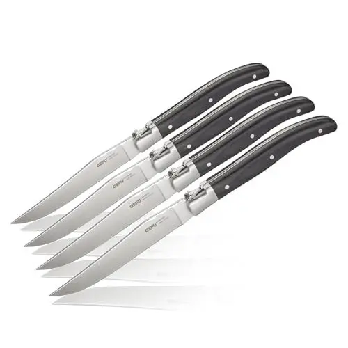 Produktbild: GEFU Steakmesser-Set Basco, 4 Stück in Edler Kiefernholz-Box, mit Ergonomischem Holzgriff, Steakbesteck, Besteck-Set, Scharf Geschliffene Klingen, Hochwertig - ideal als Geschenk