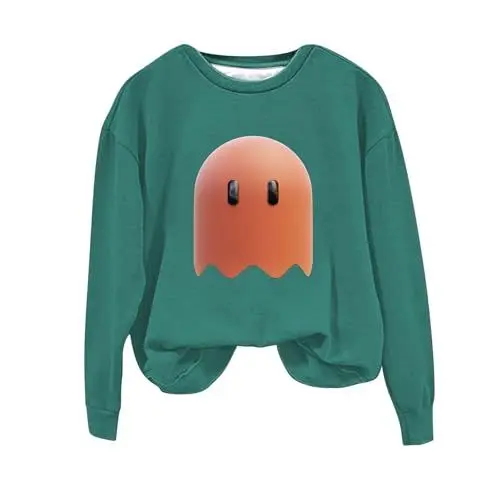 Produktbild: Gehäkeltes Kurzes Stricktop Damen Im Sommer Laufshirt Herren Langarm Winter Damen Halloween Druck Rundhals Lässiges Langarm Top Sweatshirt Spezieller Kapuzenpullover (Ag M)
