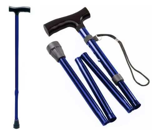 Produktbild: TIGA-MED Gehstock Krückstock Spazierstock | leichtes Aluminium | höhenverstellbar | faltbar | blau | bis 100kg | Wanderstock Gehhilfe Gehstöcke Krücken Krückstöcke
