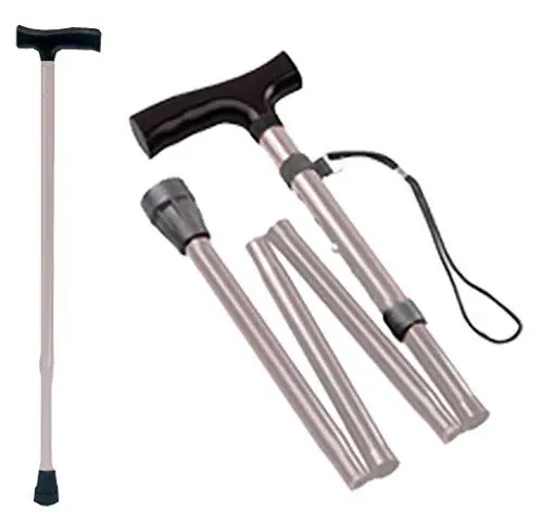 Produktbild: TIGA-MED Gehstock Krückstock Spazierstock | leichtes Aluminium | höhenverstellbar | faltbar | Silber | bis 100kg | Wanderstock Gehhilfe Gehstöcke Krücken Krückstöcke