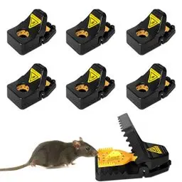 Produktbild: GEHUAY 6 Stück Profi Mausefalle Schlagfalle – Verbesserte Faux Käse Pedal Mäusefalle Hochempfindliche Sägezahn Mäusefallen Wiederverwendbare Mouse Trap, Schwarz Gelb, 3 große & 3 kleine
