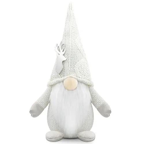 Produktbild: Gehydy Weihnachtswichtel Wichtel Weihnachten Dekoration Weihnachtsdeko Wichtel Figuren Christmas Geweih Decorations Zubehör für Home Küche 33cm (weiß)