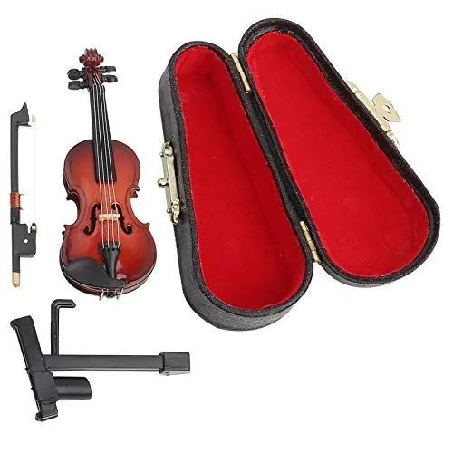 Produktbild: Geige deko, Violine Mit Koffer, Mini Violine Modell, Miniatur-Geigenmodell mit Ständer, Koffer, Puppenhaus-Zubehör, Mini-Musikinstrument Dekor