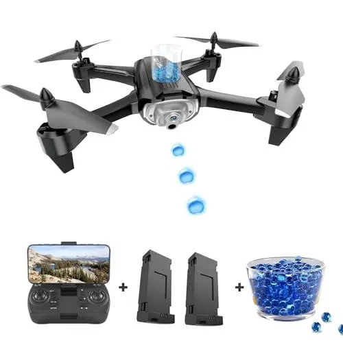 Produktbild: Gel Blaster RC Drohne, mit 720P HD Kamera für Kinder, WiFi FPV Drone für Anfänger, RC Quadcopter mit 1 Akku, Schwerkraft Sensor, Ein-Tasten-Start/Landung, Flip Mode, schießt Gel-Bälle, Headless Mode