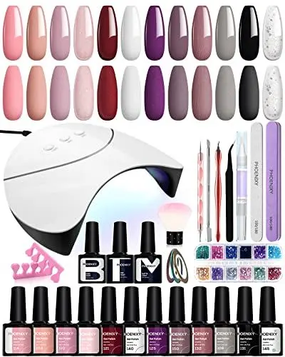 Produktbild: Phoenixy 12 Farben U V Nagellack Set mit Lampe Gel Nägel Set Gelnägel Starterset Geschenk Für Frauen