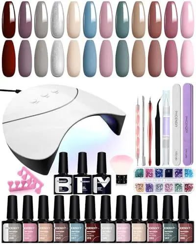 Produktbild: Gel Nagellack Set, Phoenixy 12 Stk. UV Nagellack Set mit 36W U V/LED Nagellampe Gel Nail Polish Kit Geschenk für Frauen