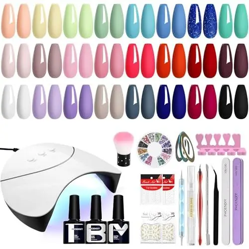 Produktbild: U V Nagellack Set Phoenixy 27 Stk. Gelnägel Set mit 36W UV/LED Lampe Nagel Farblack Maniküre Starter Set Gel Nail Polish Set Geschenk Für Frauen