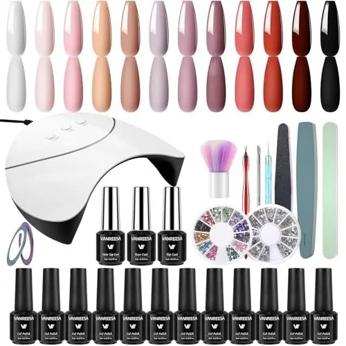 Produktbild: VANREESA U V Gel Nagellack Set, 12 Farben U V Gelnagellack Starter Set mit 36W Nagellampe Schellack Nagellack Starterset Gel Farblack Set Geschenk für Frauen
