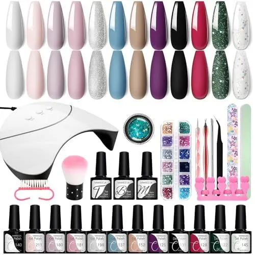 Produktbild: Gel Nagellack Set, VANREESA 12 Stk. Gel Nagellack mit 36W Nagel Lampe Gel Farblack für Nägel U V Nagellack Maniküre Starter Set Gel Polish Set Geschenk für Frauen