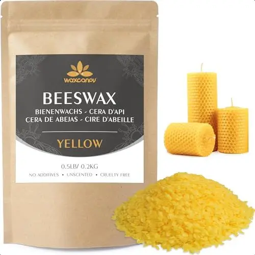 Produktbild: Gelbe Bienenwachs-Pastillen 200G/906G/2.2KG, Kerzenwachs für die Kerzenherstellung, Bienenwachs für Kosmetische Produkte, Bienenwachs Bio für Kosmetik für Körper, Hautpflege DIY(200G)
