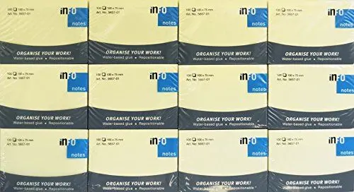 Produktbild: Gelbe Haftnotizen, 100 x 75mm, FSC-Siegel, 100 Blatt pro Block, 12 Blöcke pro Pack